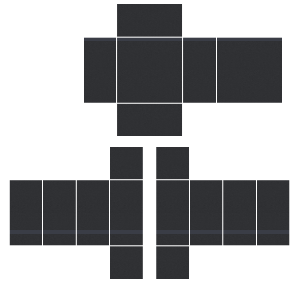Plain black Roblox shirt template with a dark grey collar, 585x559