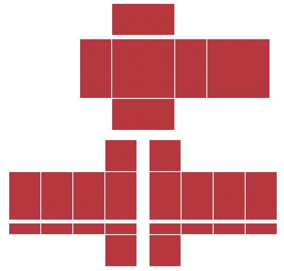 Classic crimson red Roblox shirt template with a contrast collar and sleeve bands, 585x559
