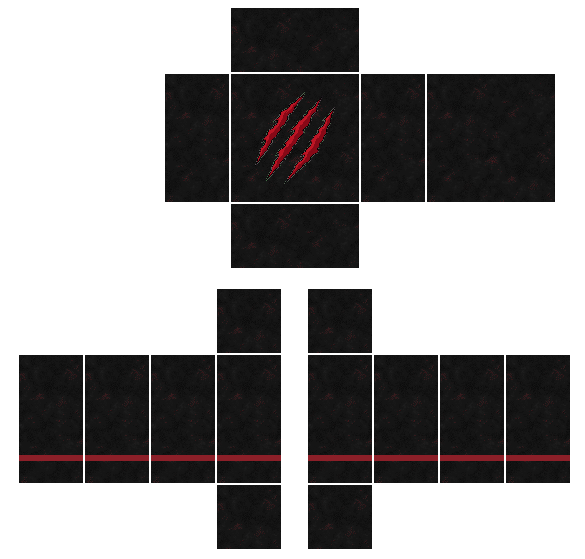 Black Halloween horror night hoodie Roblox shirt template with a dark grunge texture and abstract red claw-slash marks on the front